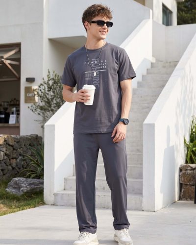 WEET Cotton T-Shirt and Pyjama Set for Men,               Night Wear for Men,               Co Ord Set 156B
