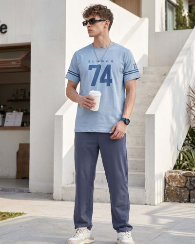 WEET Cotton T-Shirt and Pyjama Set for Men,               Night Wear for Men,               Co Ord Set 158B