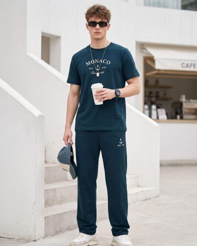 WEET Cotton T-Shirt and Pyjama Set for Men,               Night Wear for Men,               Co Ord Set 155B