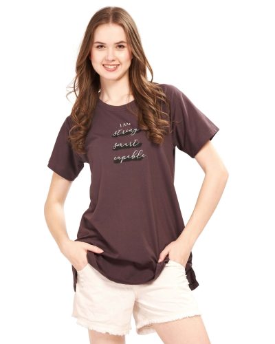 WEET Women's Cotton Long Printed T-Shirt 5437A