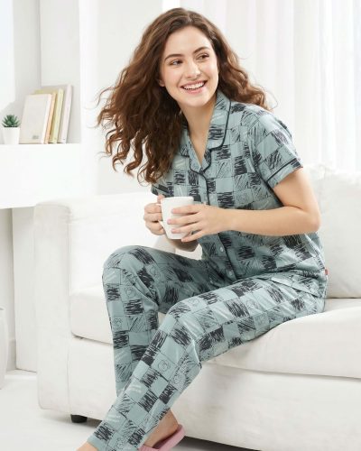 Ladies Nightsuit Mint Pyjama Set