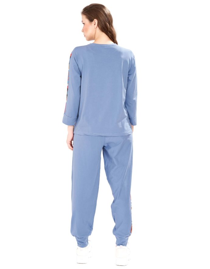 Back View of Light Blue Mickey Full Sleeves Tracksuit for Women