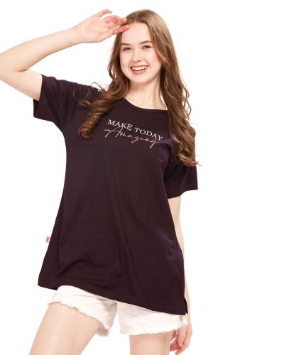 WEET Women's Cotton Long Printed T-Shirt 5432