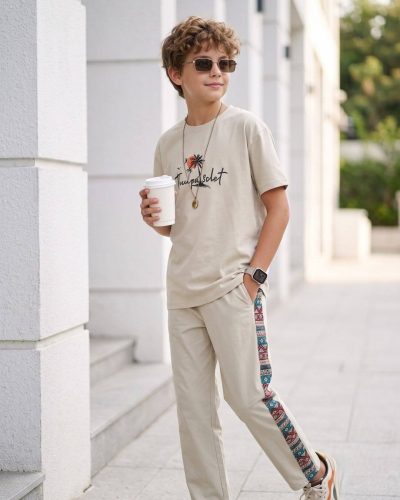 WEET Boys Cotton T-Shirt and Pyjama Set | Printed Nightwear Coord Set 8222B