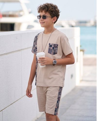 Boys Cotton T-Shirt with Pocket and Shorts Night Suit| Printed Nightsuit & Casual Coord for boys - 8215