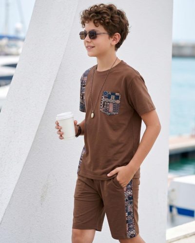 Boys Cotton T-Shirt with Pocket and Shorts Night Suit| Casual Coord for boys - 8215B