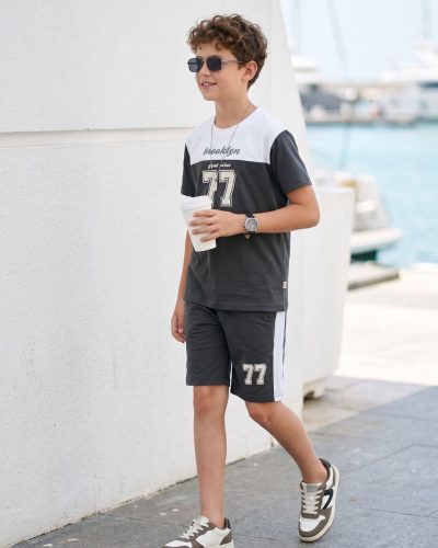Boys Cotton T-Shirt and Shorts Set | Printed Nightsuit & Casual Coord for boys 8213b
