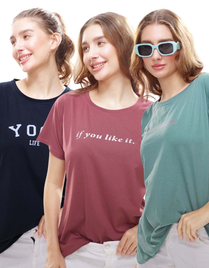 Printed casual t-shirt combo for women online