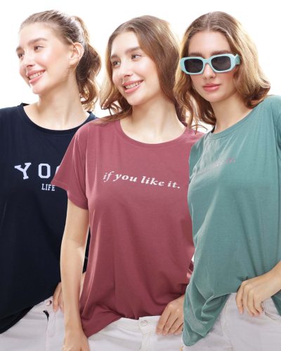 Printed casual t-shirt combo for women online