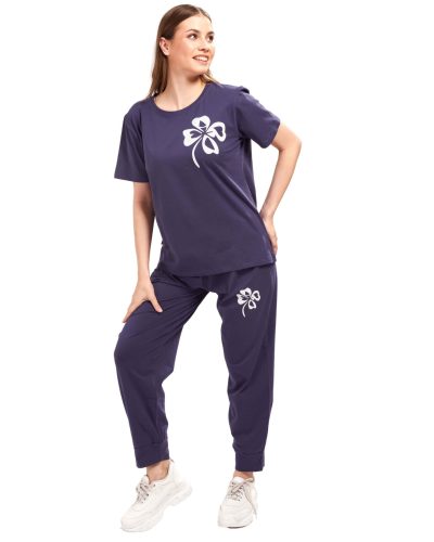 Royal Purple WEET Printed Round Neck Half Sleeves Co-ord Set Tracksuit for Women – Style 3427