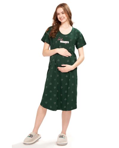 WEET Women's Cotton Heart Knee Length Maternity Nighty ,Feeding Nighty 9410