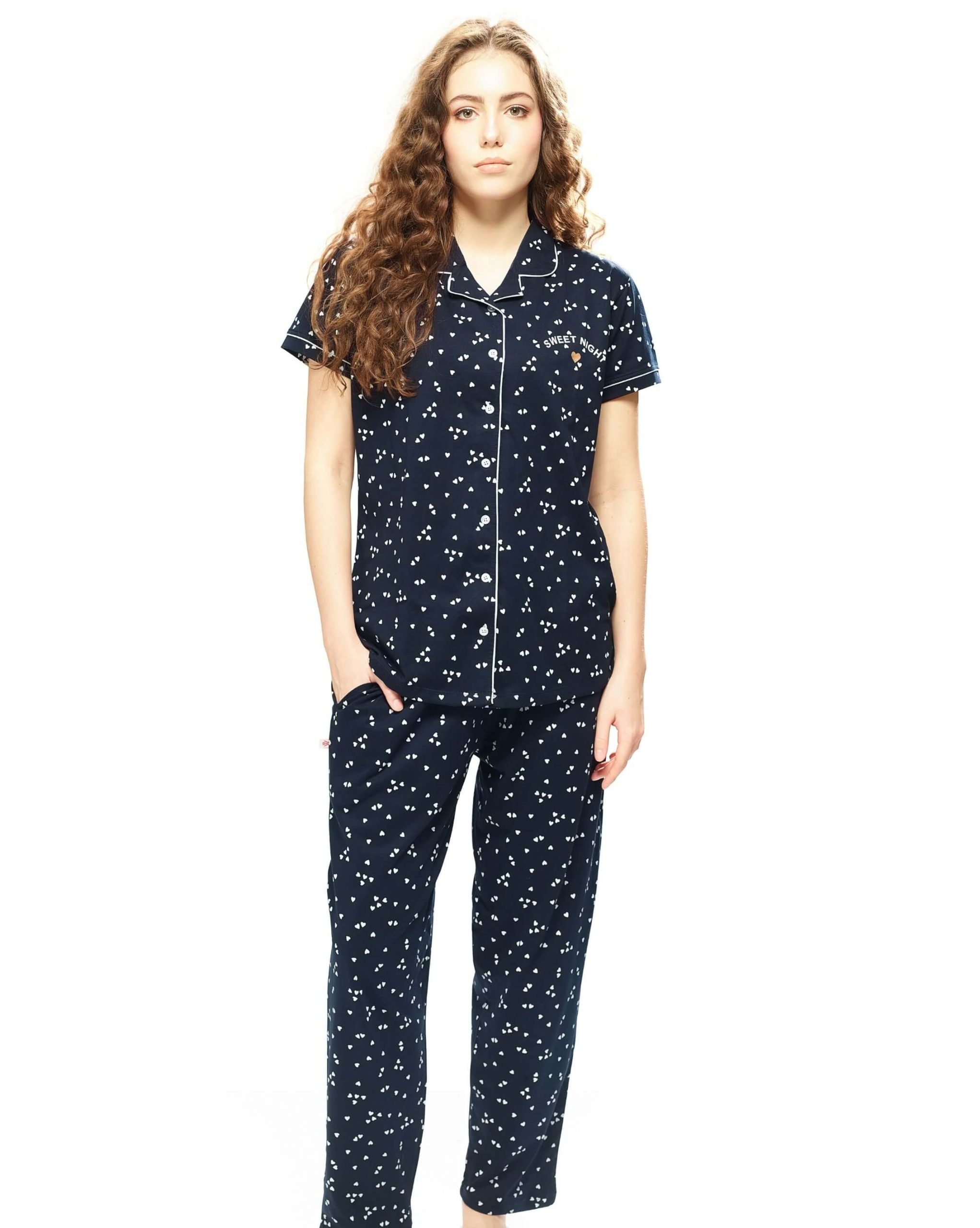 Women's nightdress pyjama set front-open design for ultimate comfort