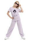 WEET Girls Printed Round Neck Printed T-Shirt and Palazo Pant | Top & Pajama Set Purple