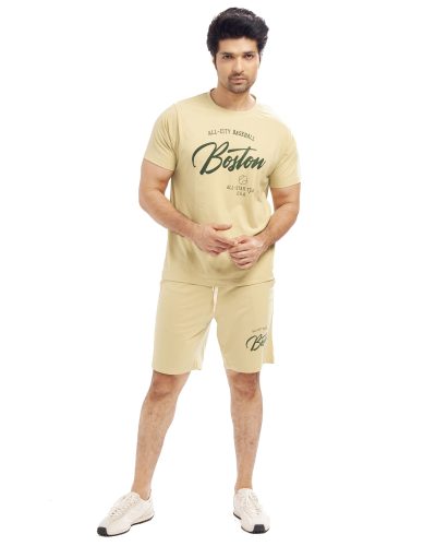 WEET Men's Cotton T-Shirt and Shorts Co ord Set | Comfortable Nightwear & Loungewear For Men 1007A
