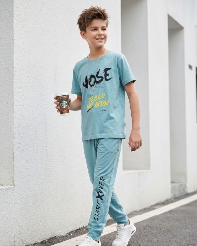 WEET Boys Cotton T-Shirt and Pyjama Set | Printed Nightwear Coord Set – 8412