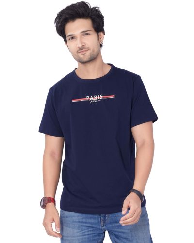 Navy Blue WEET Men’s Regular Fit Cotton T-Shirt – Style 5602