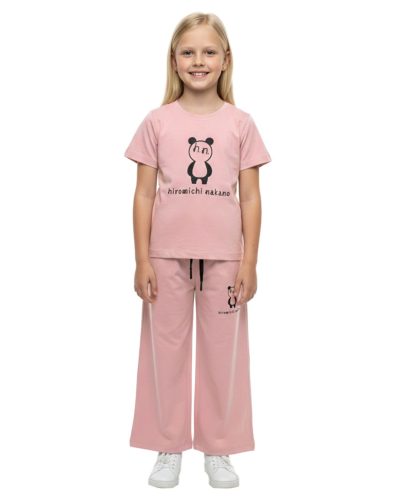 WEET Girl's Cotton Printed Night Suit Set of Top & Palazo - Peach