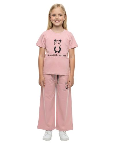 WEET Girl's Cotton Printed Night Suit Set of Top & Palazo - Peach