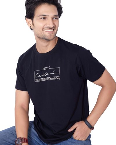 Black WEET Men’s Round Neck Half Sleeve T-Shirt – Style 5603