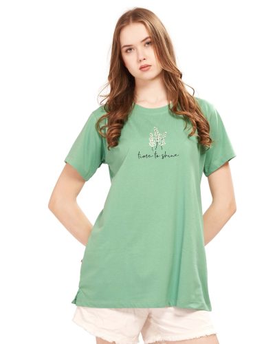 WEET Women's Cotton Long Printed T-Shirt 5436A