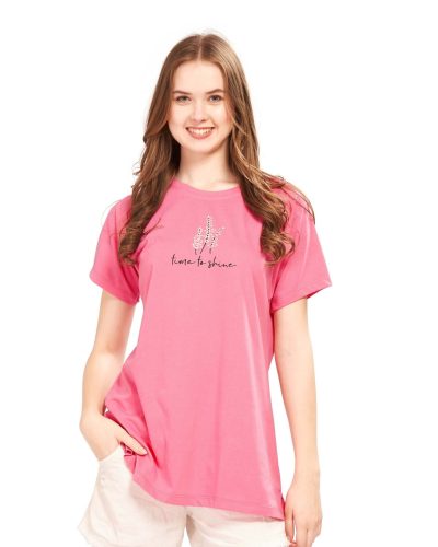 WEET Women's Cotton Long Printed T-Shirt 5436B