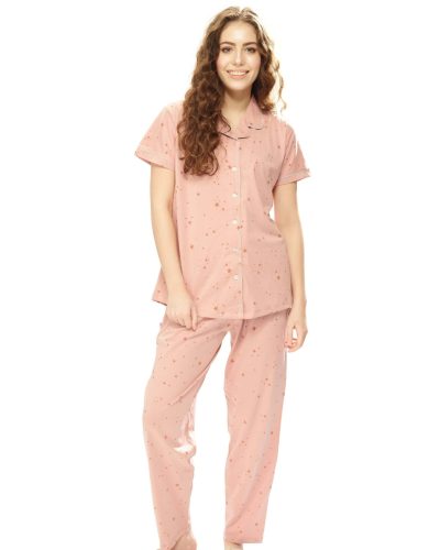Women's front-open nightdress sleepwear pyjama set for cozy nights