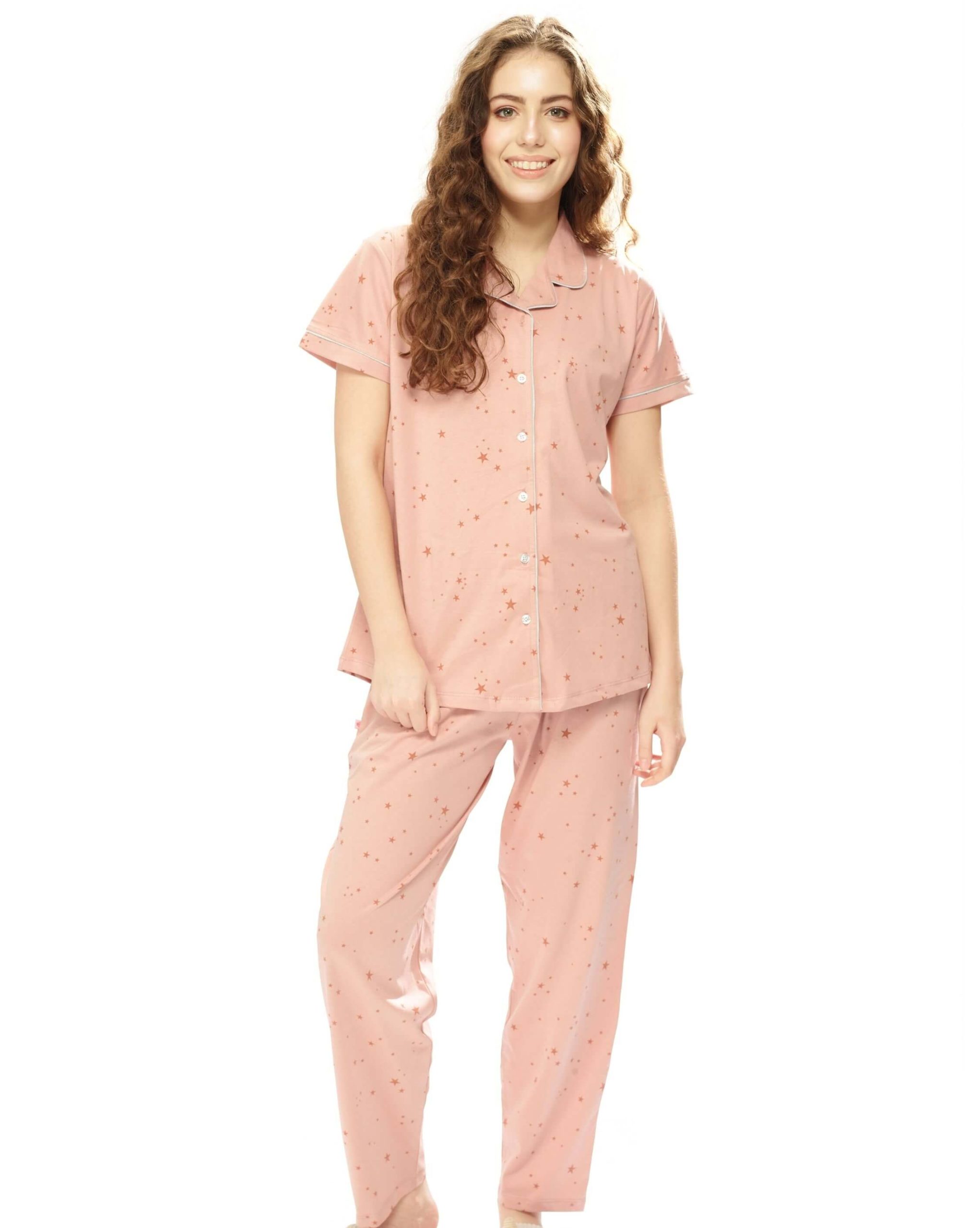Women's front-open nightdress sleepwear pyjama set for cozy nights