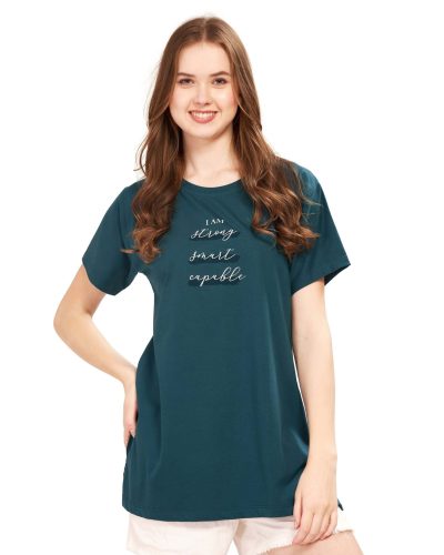WEET Women's Cotton Long Printed T-Shirt 5437B