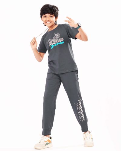 WEET Boys Cotton Pyjama Set with T-Shirt | Printed Nightsuit & Coord Set for Kids –  Grey