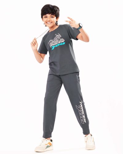 WEET Boys Cotton Pyjama Set with T-Shirt | Printed Nightsuit & Coord Set for Kids –  Grey