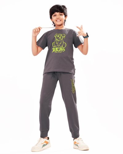 WEET Boys Cotton Pyjama Set with T-Shirt | Printed Nightsuit & Coord Set for Kids –  Grey