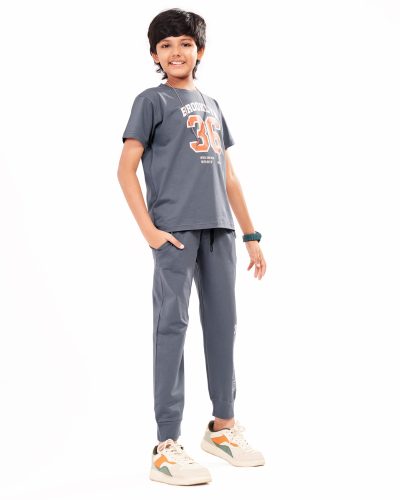 WEET Boys Cotton T-Shirt and Pyjama Set | Printed Nightwear Coord Set – Grey