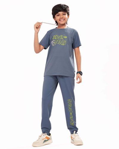 WEET Boys Cotton T-Shirt and Pyjama Set | Printed Nightwear Coord Set – Blue