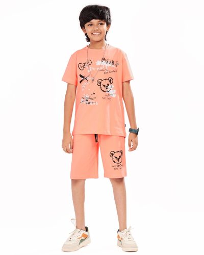 Boys Cotton T-Shirt and Shorts Set | Printed Nightsuit & Casual Coord for boys - 8210