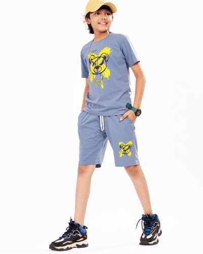 Boys Cotton Shorts Nightsuit Set | Printed T-Shirt & Shorts 8201