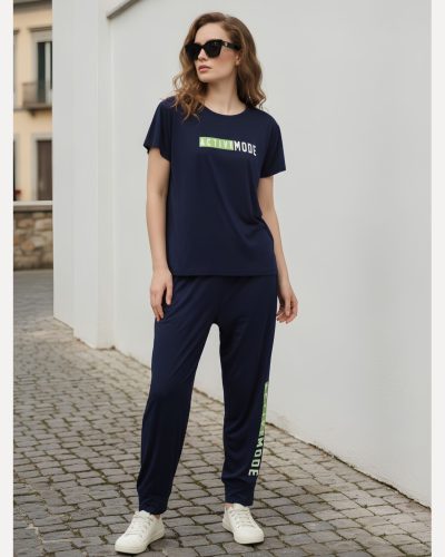 Weet Women's Cotton Wine and Navy Blue Top and Pyjama Set – Cozy Nightwear