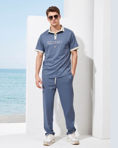 WEET Cotton Polo Tshirt and Pyjama Set for Men, Night Wear for Men, Men's Pyjama Set 150