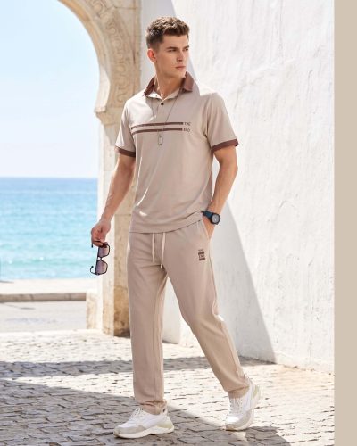 WEET Cotton Polo Tshirt and Pyjama Set for Men, Night Wear for Men, Men's Pyjama Set 148B