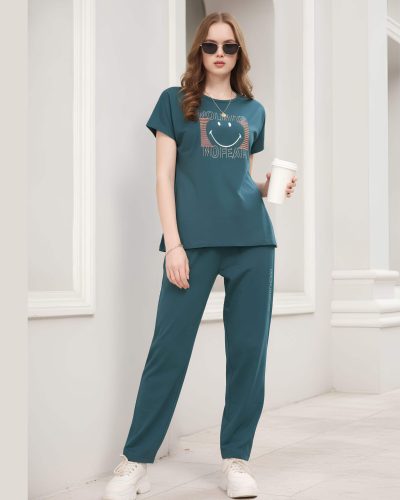 WEET Women's Printed Top and Pyjama Set Night Suit for Women 206