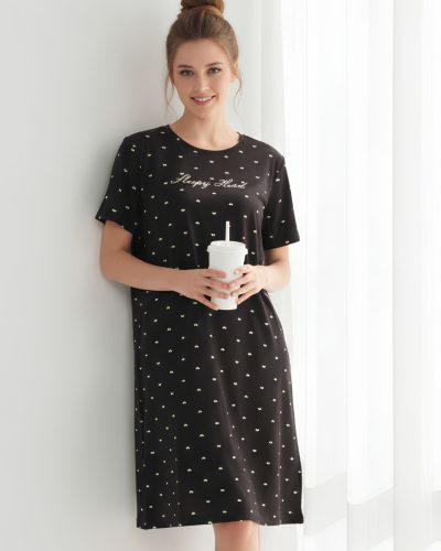 Women's Dark Heart Printed Short Nighty