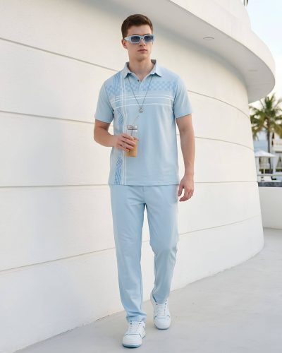 WEET Cotton Polo Tshirt and Pyjama Set for Men,  Men's Pyjama Set 169B