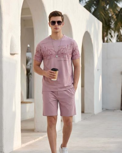 WEET Cotton T-Shirt and Shorts Set for Men,   Night Wear for Men,   Men's Pyjama Set 183