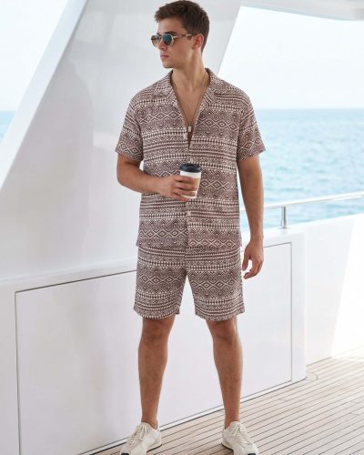 WEET Men's Printed Co-ord Set Night Suit for Men 176B