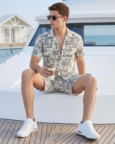 WEET Men's Printed Co-ord Set | Night Suit for Men 177