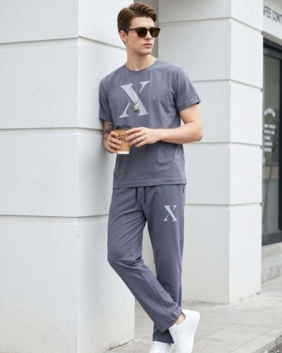 WEET Cotton T-Shirt and Pyjama Set for Men,       Night Wear for Men (Pearl Violet)
