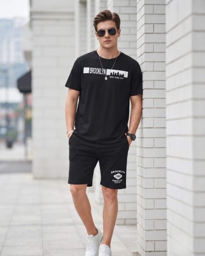 Men's Brooklyn City Cotton Shorts Set black