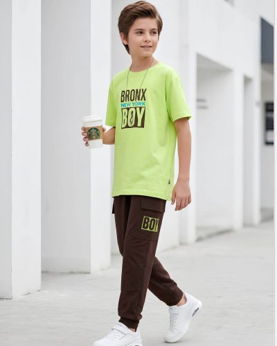 WEET Boys Cotton T-Shirt and Pyjama Set | Printed Nightwear Coord Set – Radium Green