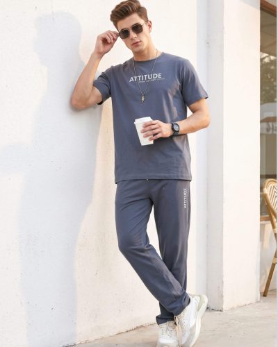 WEET Cotton T-Shirt and Pyjama Set for Men,       Night Wear for Men,       Co Ord Set 153