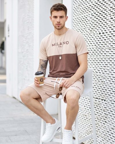 WEET Brown & Beige Combo Cotton Men’s Shorts Set -Nightwear 137B