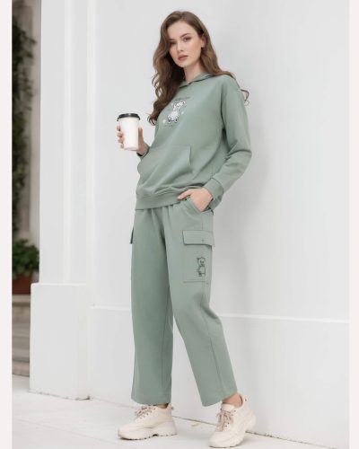 WEET Cotton Hoodie & Cargo Pocket Tracksuit | Women Tracksuit Activewear Set 409b